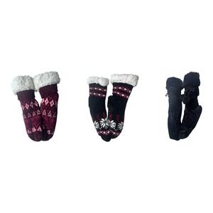 3-pack Warm Cabin Socks Bundle -Cozy Sherpa Lined Winter Stretchy Socks‎  Sz M-L
